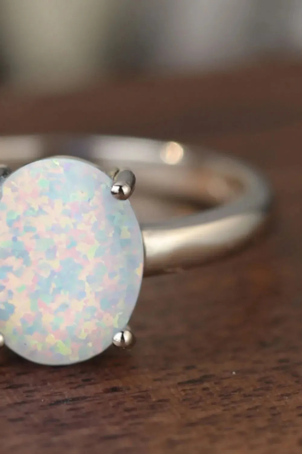 925 Sterling Silver Opal Solitaire Ring Opal - Tophatter Daily Deals
